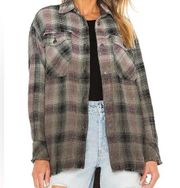 We the Free Plaid Purple and Green Button Down Shacket Size XS