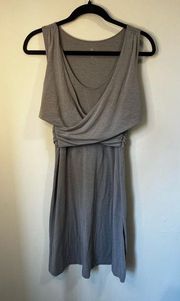 Athleta Adriana Athletic Dress Gray Sleeveless Faux Wrap Very Soft Light sz. S