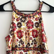 Antonio Melani Floral Print Halter Neck Top, 100% Silk Blouse, Size Large