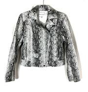 Cupcakes & Cashmere | Black & White Snakeskin Faux Leather Moto Jacket