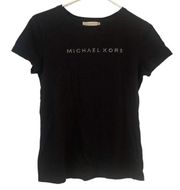 MICHAEL KORS BLACK SHORT SLEEVE CROPPED BABY TEE BLING SHIRT