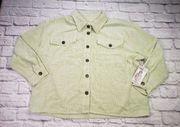 CI SONO Light Sage Corduroy Shacket Shirt Jacket Womens Size Large