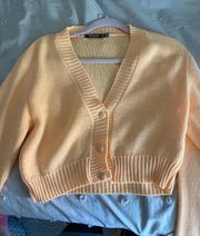 Light Orange Cropped Button Down Sweater