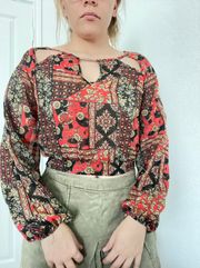 Paisley Sheer Crop With Brass Accents