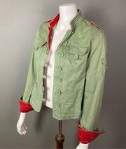 Abercrombie & Fitch vintage military cargo jacket green red triim size medium