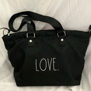 Rae Dunn: Black “LOVE” Travel Organizer/Tote Bag/Weekender With Removable Insert