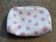 White Pink Floral Makeup Bag