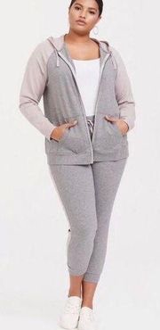 Torrid Knit Cozy zip up grey blush hoodie 2X