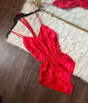 Large Red Fredricks Of Hollywood Lingerie Romper  Bodysuit