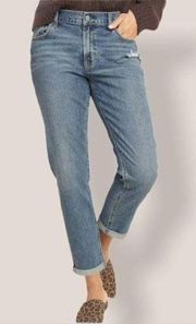 Old Navy Size 14 Tall Jeans Boyfriend Mid Rise Straight Ripped Distressed S217