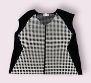 Liz Claiborne Black and White Checked Print knit blouse size 2x