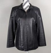 Kenneth Cole Reaction 100% Leather Black Jacket
