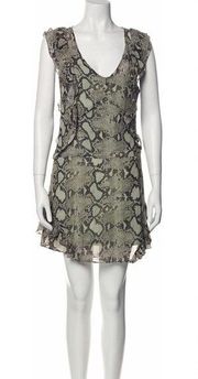 Pam Gela Revolve snake print ruffle trim sleeveless mini dress size 4