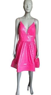 NWT Glamour by Terani Couture Hot Pink Sequin Dress