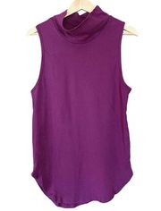 LA Livin Muscle Tee Shirt Mock Neck Purple Size Large NEW