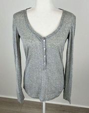 Victoria’s Secret Grey Long Sleeve Button Front Top Size M