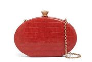 Sondra Roberts Oval Red Croc Embossed Clutch/Crossbody.