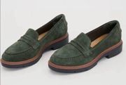 NEW Clarks Westlynn Bay Suede Loafers Forest Green Sz 8.5