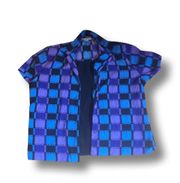 Women’s  Brand Purple & Blue Checkered Button Up Blouse Size XL