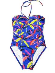 Tommy Hilfiger BLUE MULTI Printed Bandeau NWT One-Piece Swimsuit size 4