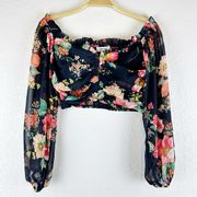 Floral Cropped Bustier Poof Corset Top Size Small