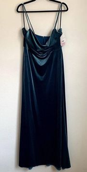 NWT After Six Cowl Neck Velvet Maxi Dress in Dutch Blue