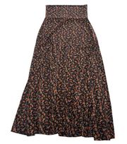 LuLaRoe Skirt Womens X Small Black Orange Floral Maxi A Like High Rise Stretch