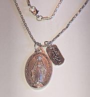 Miraculous Medal Silver Tone Hope Pendant Catholic Religious Necklace