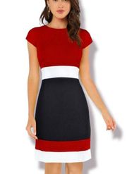 Hayden Business Dress Colorblock Red Black White Size 10