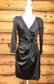 Black Faux Wrap Dress