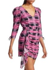 RHODE Piper Plaid Puff Shoulder Mini Dress S