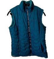 Womens Free Country Reversible Quilted Lightweight Vest Pockets Teal Size: Med