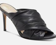 Vince Camuto Mules Womens Size 6 Black Leather Slip On Heels NEW