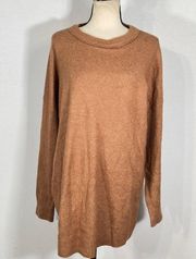 Open Edit Brown Asymmetric Side Slit Hem Sweater Tunic Women's Size Large NWT