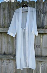 Vintage Victorias Secret Pink White Sheer Lingerie Robe