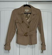 Merona Tan Short Trench Coat. Belted. Medium. Excellent condition!