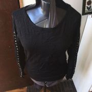 Pixley Stitchfix black gothic fairy core, grommet sleeve lightweight sweater