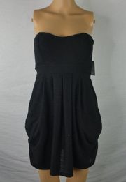 Free People Nyima Tube Little Black Dress Draped Strapless Bubble Pockets Mini 0