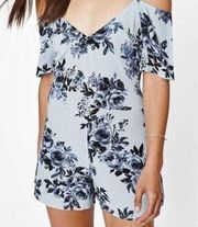 Kendall + Kylie Black&blue floral cold shoulder romper never worn