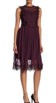 Ted Baker NWT size 8/10  Porela Lace frill dress burgandy