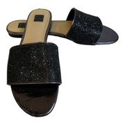 White House Black Market Black Khaila Jewel Band Slides Size 11