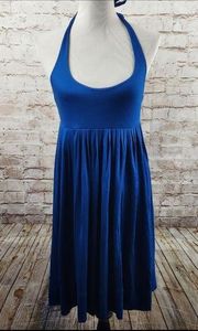 Susana Monaco Halter Dress Blue Pleated Size Small