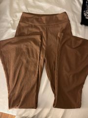 brown ribbed flare pants