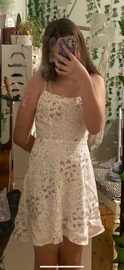 white floral mini dress
