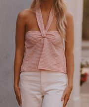 Pink And White Checkered Crop Top