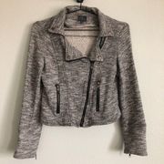 Market & Spruce Heather Grey Elissa French Terry Moto Jacket. Size Medium