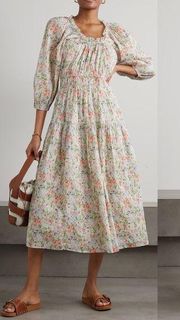 NEW NWOT . The Moonstone Gathered Floral Print Cotton Midi Dress