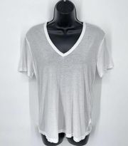 Cotton Citizen Women's NEW Standard V Neck Tee T-Shirt Size L White Short Sleeve