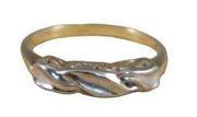 Vintage Wedding Band, 14k Yellow and White Gold Art Nouveau Wedding Ring Size 6