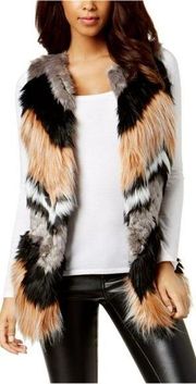 bar III Chevron Faux Fur Vest